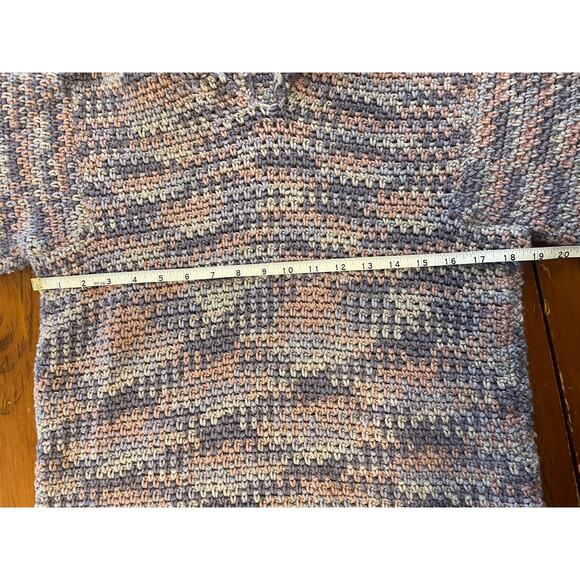 Handmade Knit Sweater Hooded Granite Stitch Purple and Pink Estimated Size L - Picture 5 of 8